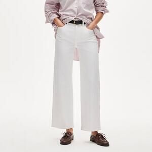 J Crew Slim Wide Leg Ankle Jean Raw Hem Women's 26 Petite White